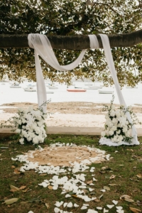 Wedding ceremony set up at Robertson Park, Dunbar House