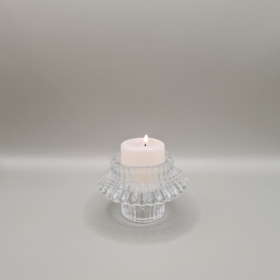 Clear Glass Iris Candle Votive Hire for Weddings