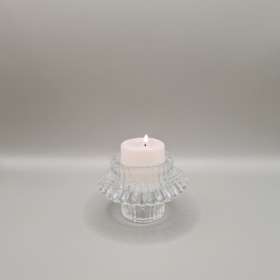 Clear Glass Iris Candle Votive Hire for Weddings