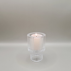 Clear Glass Oxford Votive Candle Hire for Weddings