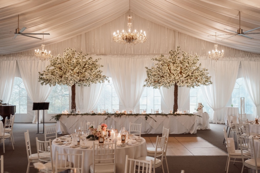 The wedding marquee at Parklands Country Garden and Lodges