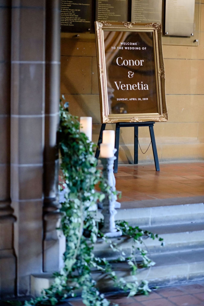 Wedding Signage outside MacLaurin Hall