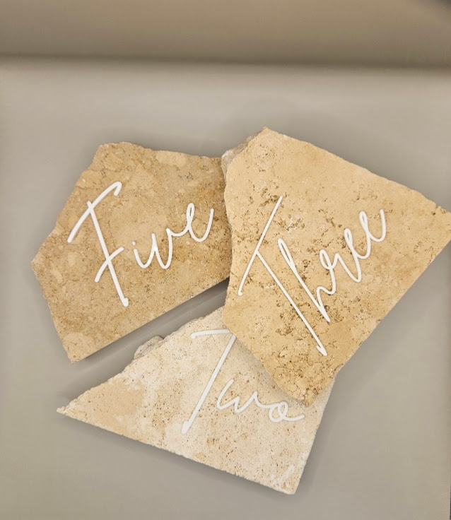 Table Numbers in Travertine Stone