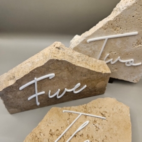 Travertine Table Number Hire for Wedding