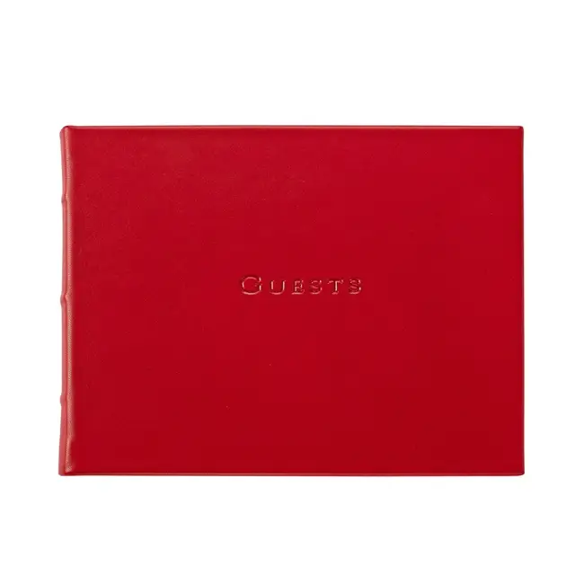 Wedding Guest Book Leather Duck Red