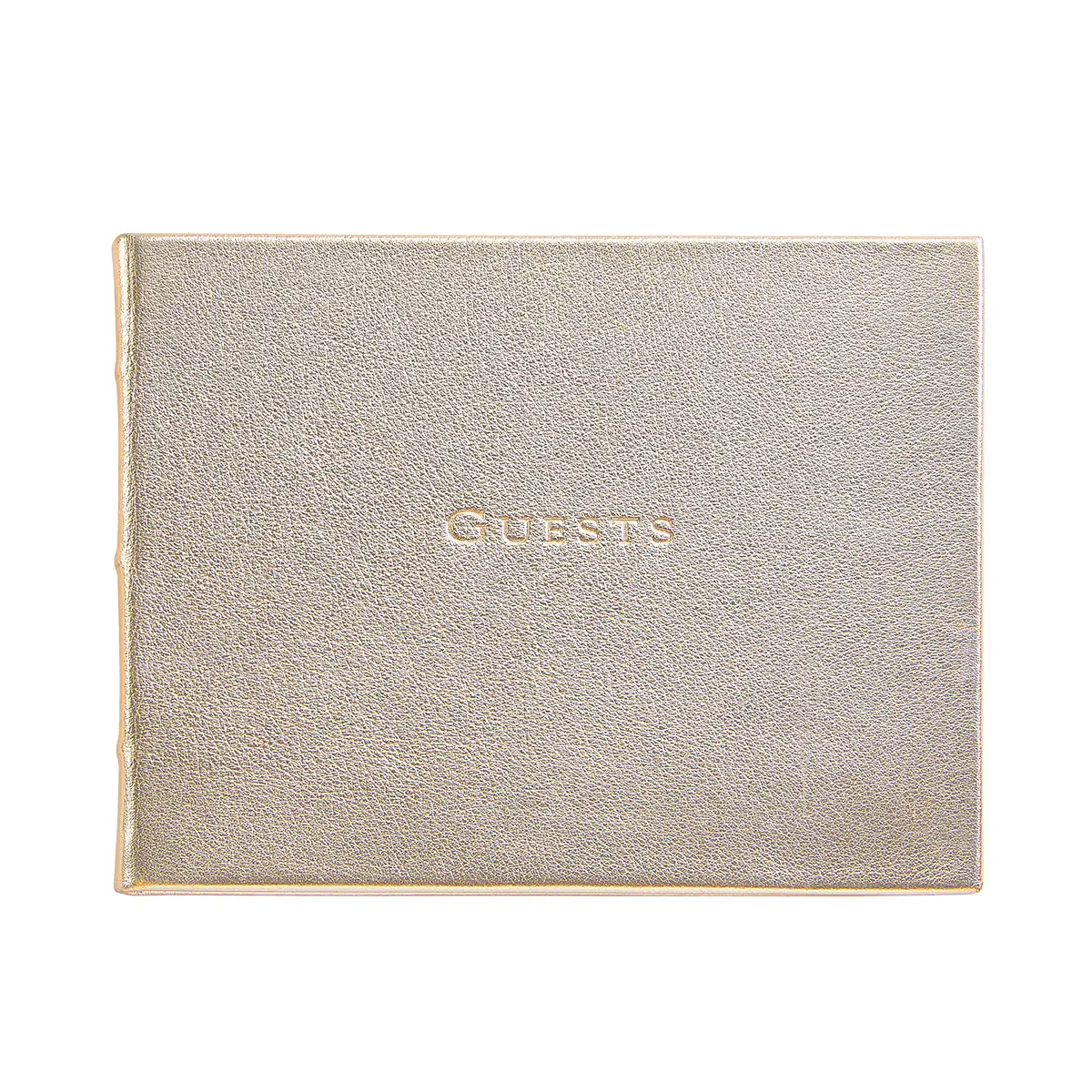 Wedding Guest Book Leather White Gold