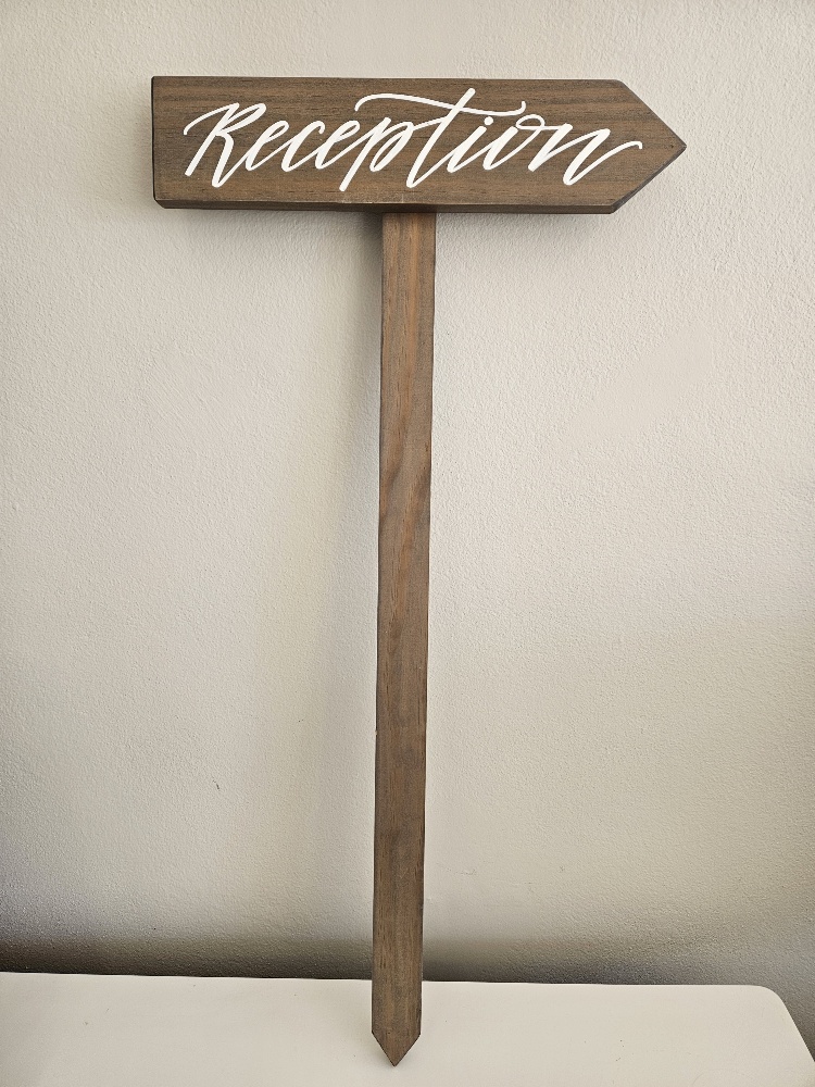 Hand Painted Reception Wooden Sign Long