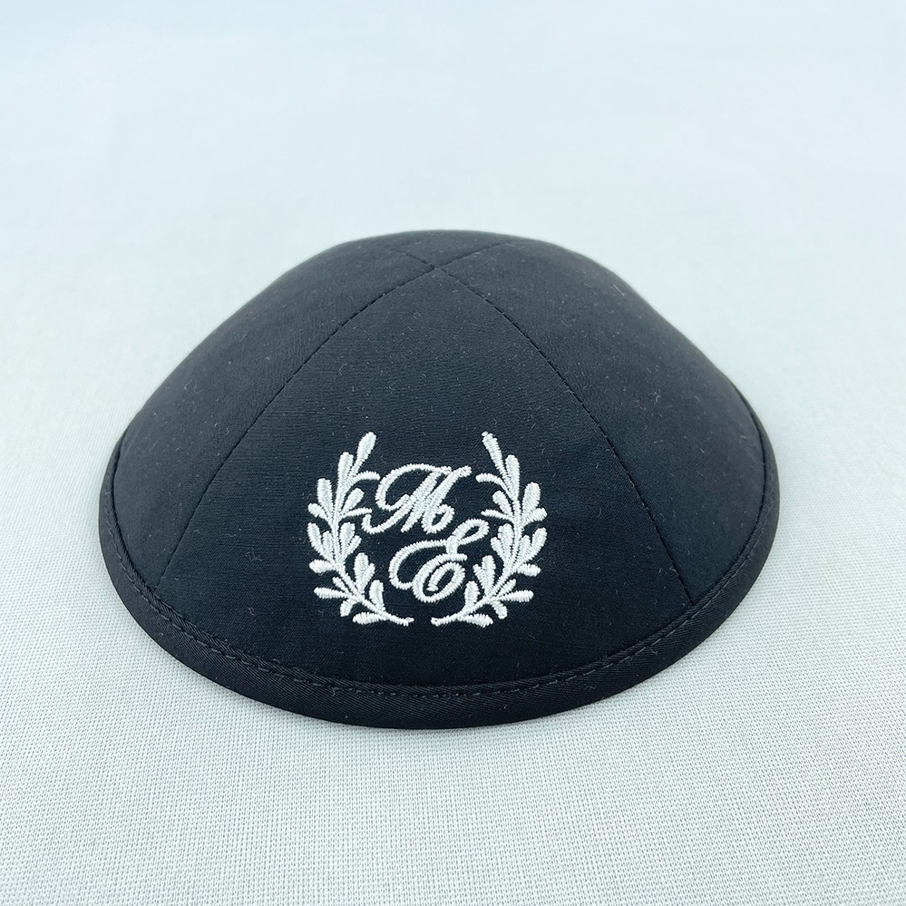 Black Kippah Embroidered Monogram