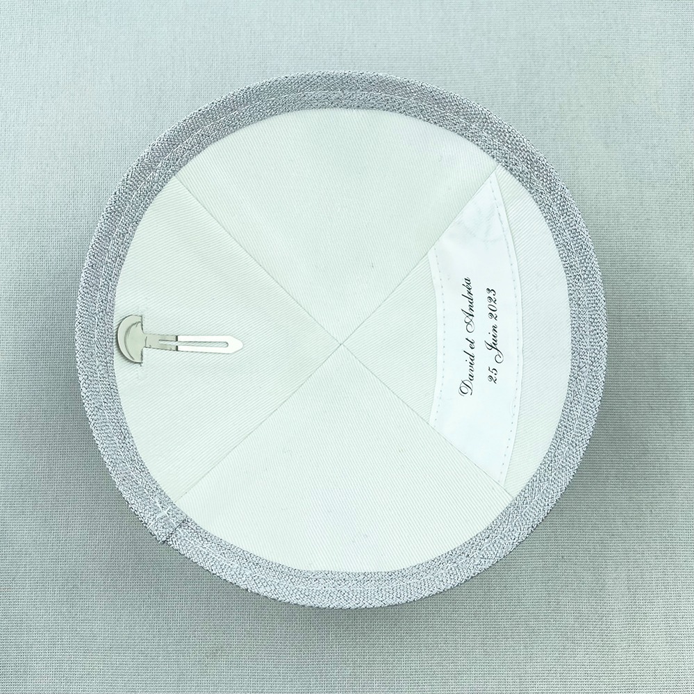 Silver Weave Kippot Monogram Inside