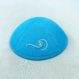 Aqua Azul Blue Kippot Weave Outside