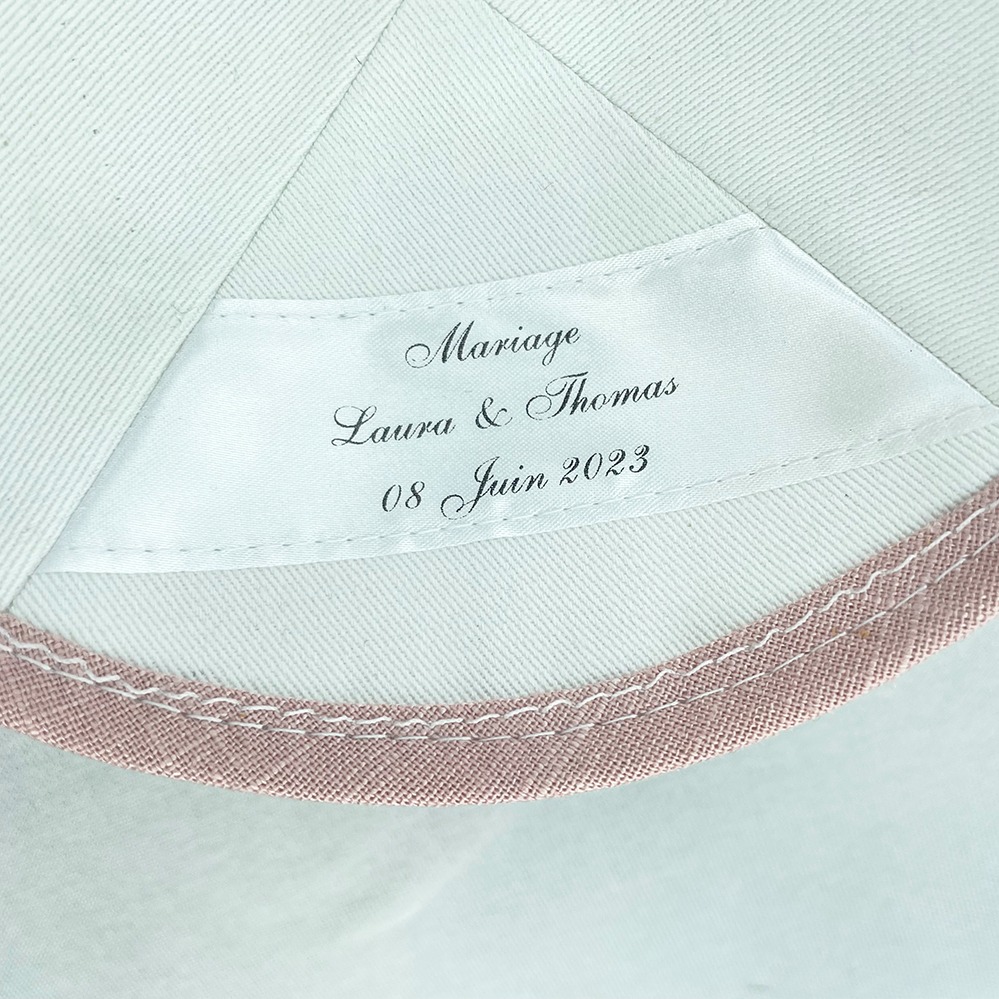 Pale Pink Linen Yarmulke Personalised Inside Label