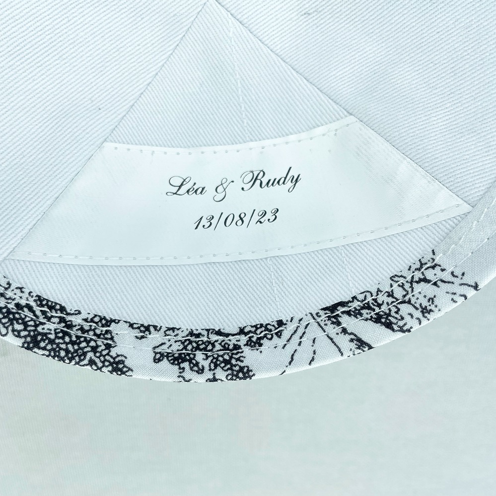 Black & White Botanic Cotton Personalised Yarmulke Inside Label