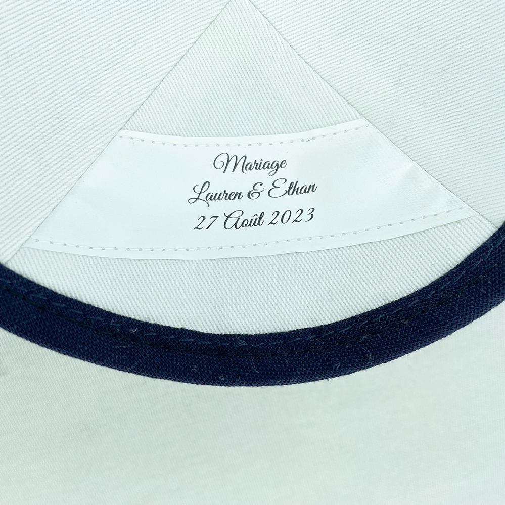 Navy Linen Kippah with Monogram Inside Label